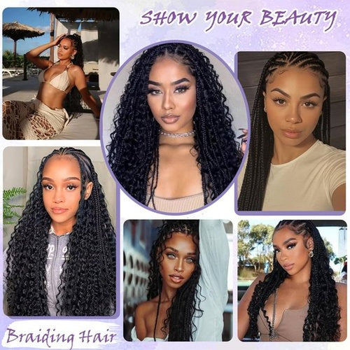 20 Inch Human Braiding Hair for Boho Braids 120g 4 Bundles/Pack Deep Wave Bulk Human Hair for Braiding Knotless 12A 100% Unprocessed Brazilian Virgin Bulk Hair Extensions Bohemian Braids Natural Color