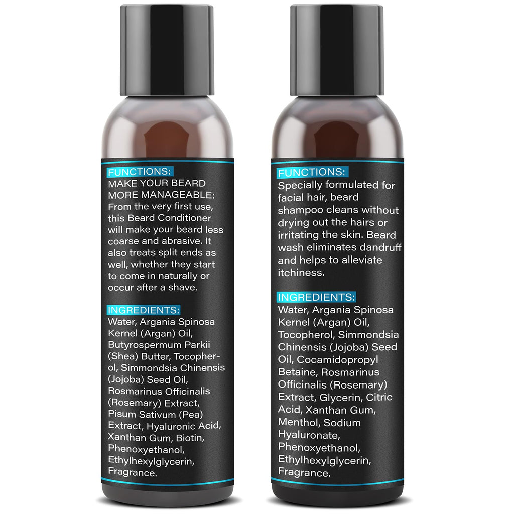 XIKEZAN Beard Wash & Beard Conditioner Natural Softener Set w/Argan & Jojoba Oils Smooths & Strengthens Christmas Stocking Stuffers Father Day Gifts for Men Him Dad Boyfriend Husband