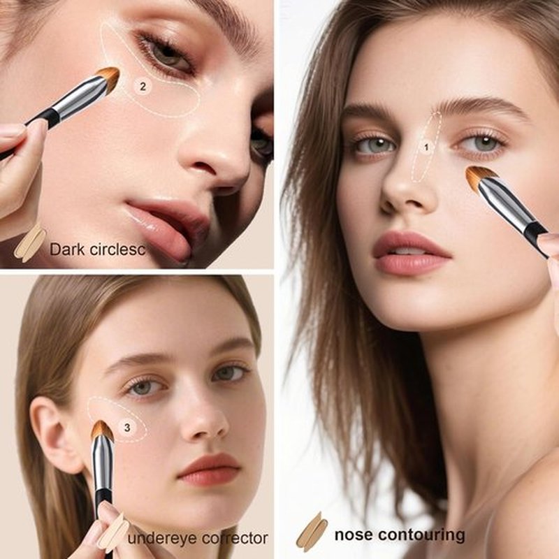 Skiennix Concealer Brush - Precision Undereye Makeup Tool for Brightening & Contouring | Triangle Design