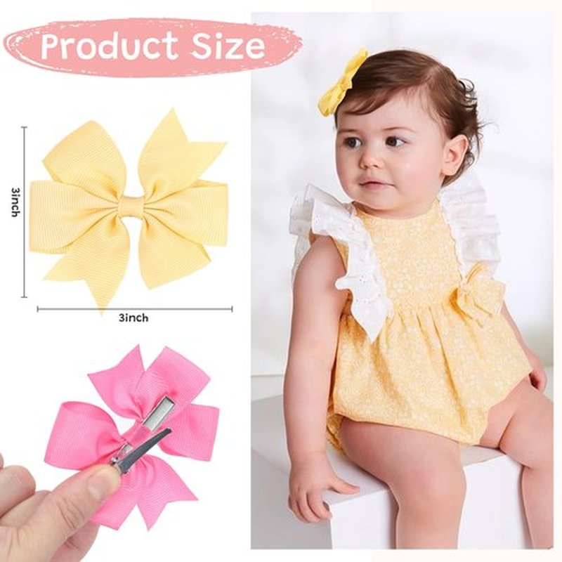 OAOLEER Hair Bows for Girls Boutique Grosgrain Ribbon Pinwheel Hair Bows for Baby Girls, Toddler Bows Hair Clip Birthday Gifts In Pair (3inch-80pcs Bows)