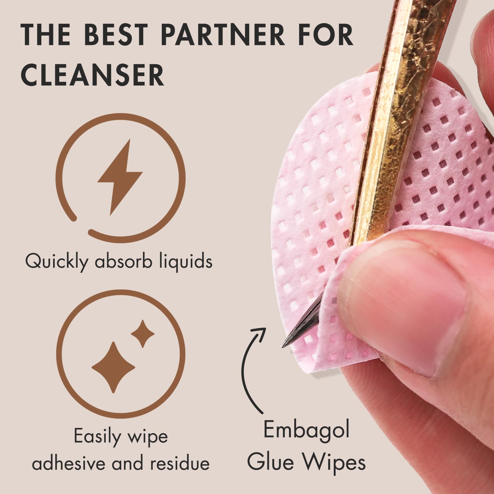 Embagol Tweezer Cleanser for Eyelash Extensions with Nail Wipes Lint Free Glue wipes Tweezers Glue Remover Liquid for Lash Tools with 2 Spongeballs Kit(2 Bottles Cleanser+1 Glue Wipes)