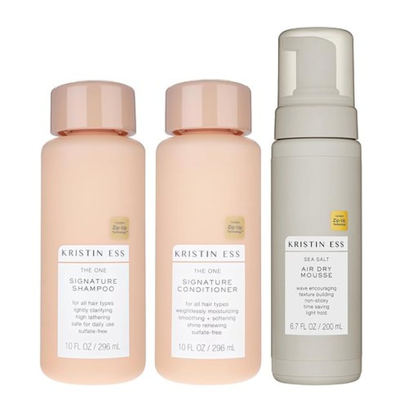 Kristin Ess Hair The One Signature Set - Sulfate-Free Clarifying Shampoo & Hydrating Conditioner + Volumizing Mousse for Wavy & Curly Hair (3-Pack)