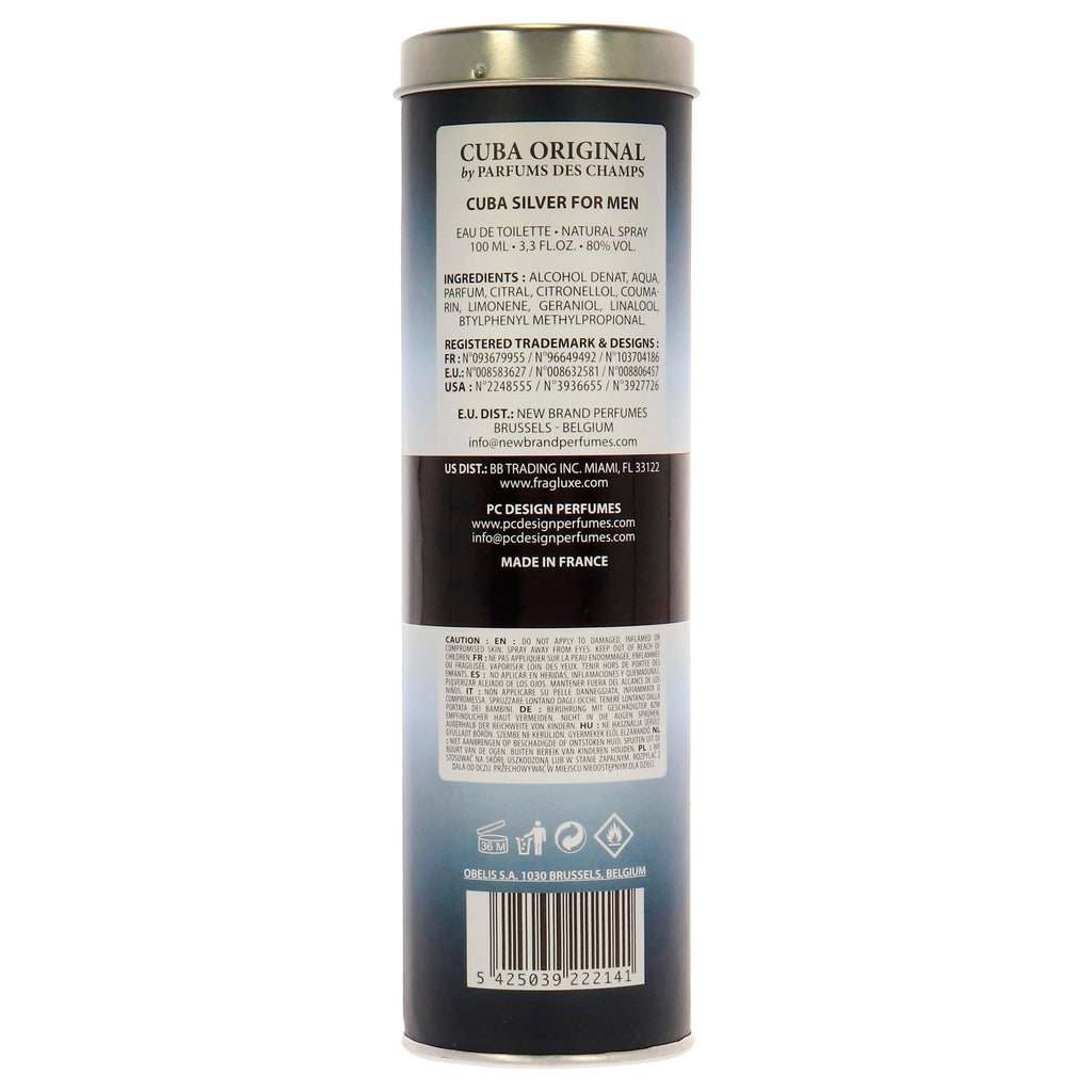 Cuba Silver Eau De Toilette Spray for Men, 3.3 Ounce