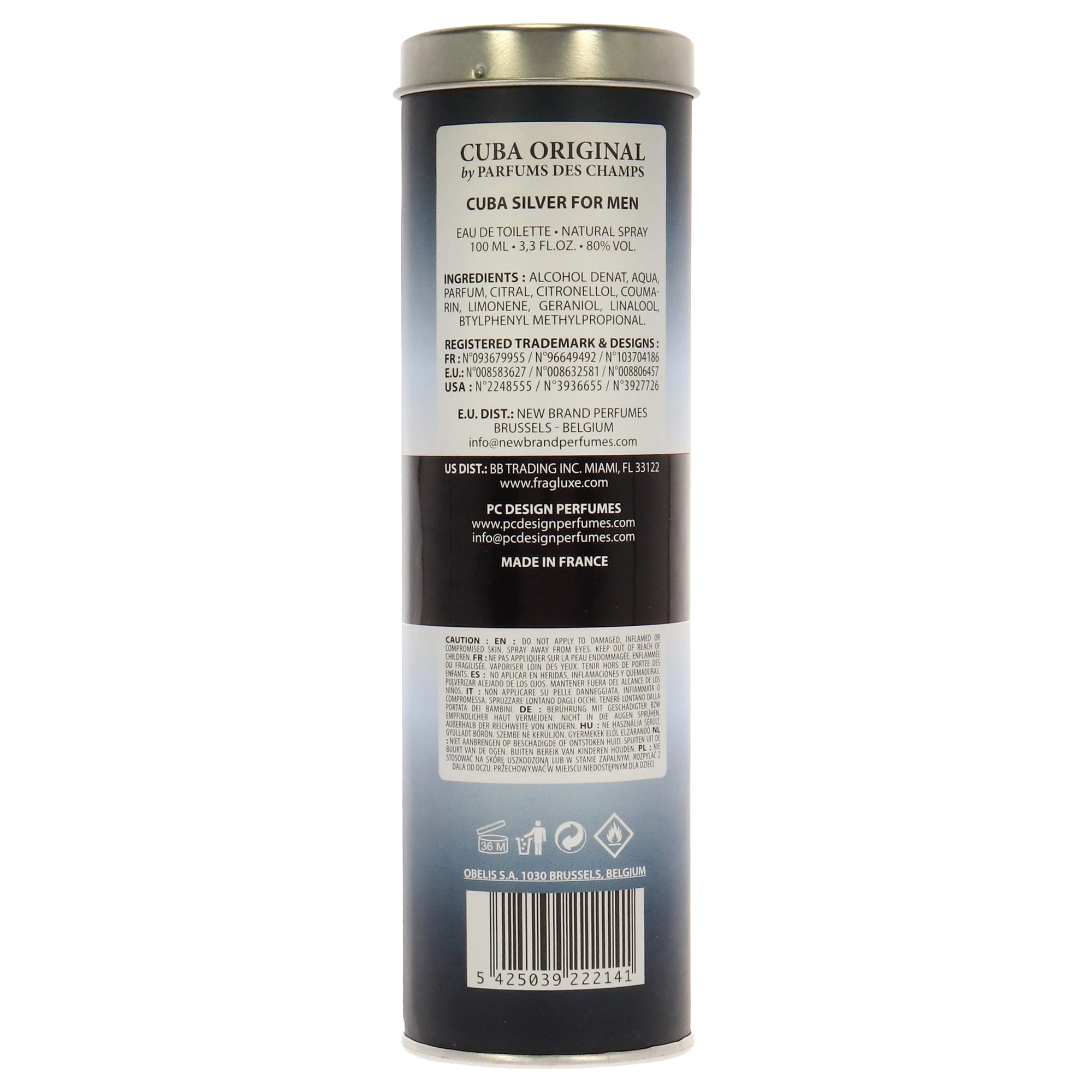 Cuba Silver Eau De Toilette Spray for Men, 3.3 Ounce
