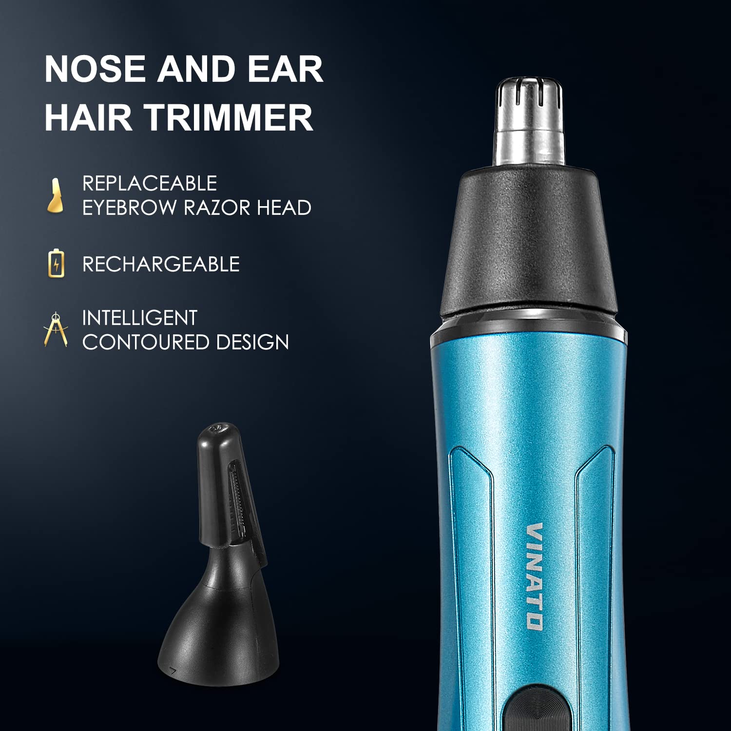 VINATO Electric Trimmer for Men - Body Hair Trimmer, Nose Hair Trimmer for Men, Beard Razor, Mens Grooming Kit for Manscape, Dual Charging Base