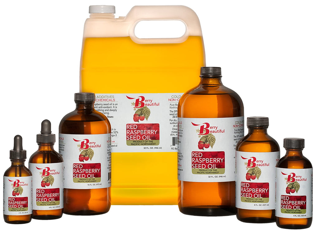 Red Raspberry Seed Oil - 8 fl oz - Cold-pressed by Berry Beautiful from Raspberries grown by Northwest Berry Co-op farmers