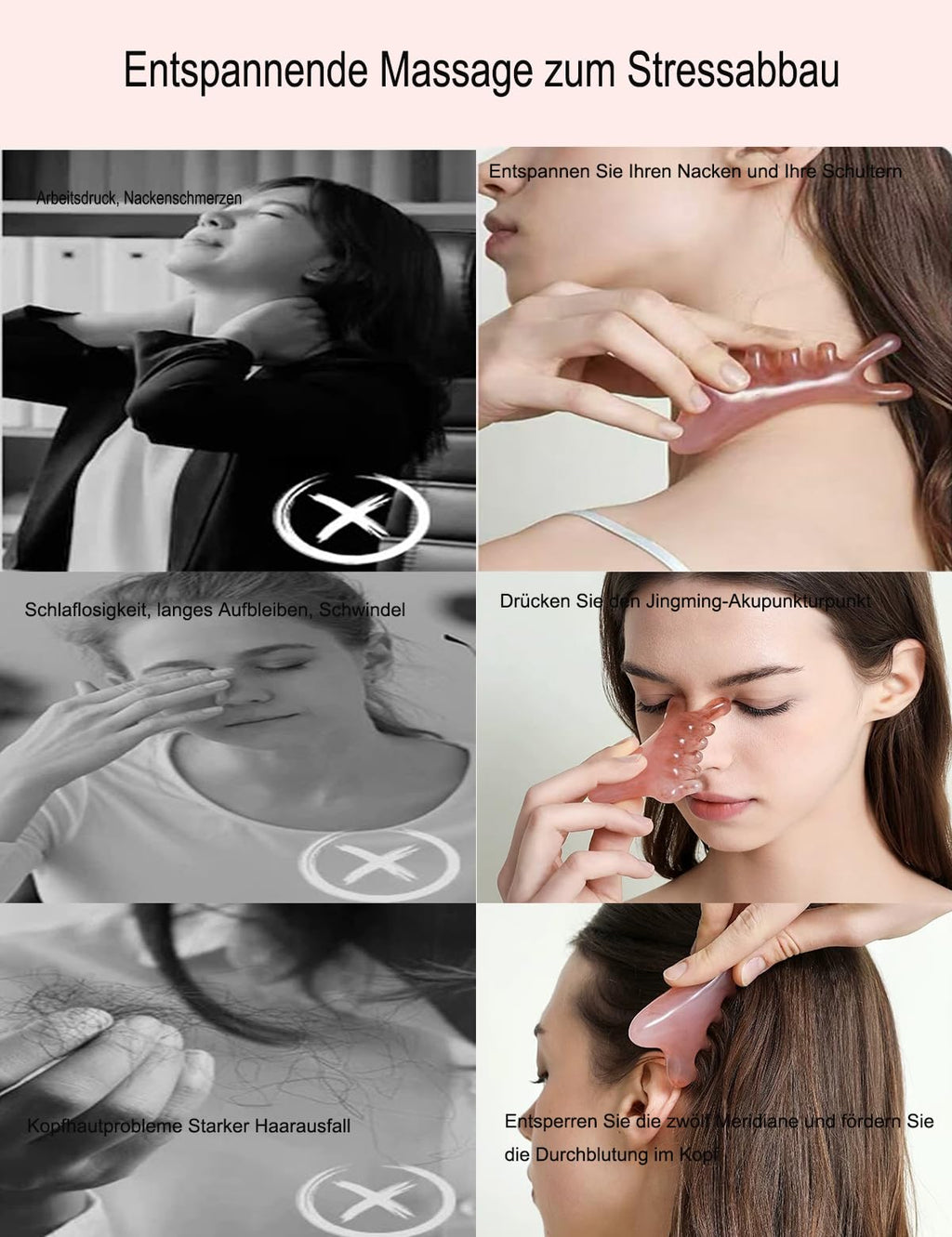 Gua Sha Facial Tools,4 in 1 Resin Head Massager Scalp Comb with Gift Pouch,Guasha Tool for Face, Eye & Body Lymphatic Drainage, Nose Sculpting&Jaw Lifting ,Gifts for Mom Girl Sister Friend (Pink)
