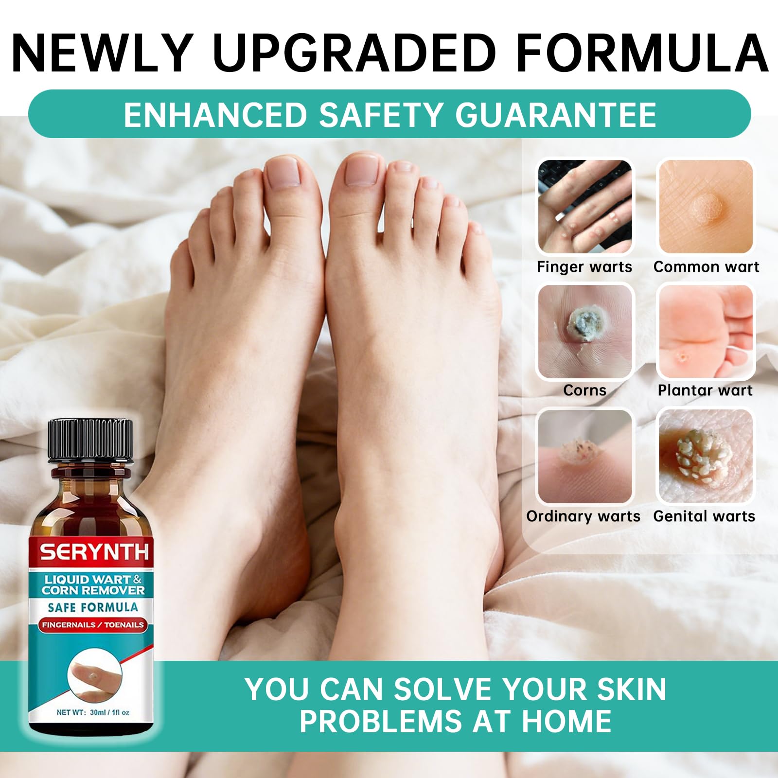 SERYNTH Salicylic Acid Wart Remover Liquid Freeze Off, Quickly Removes Plantar Warts, Corn Warts, and Finger Warts. Maximum Strength Formula - 17%, Painless & Safe, Effective, Scar-Free Solution.