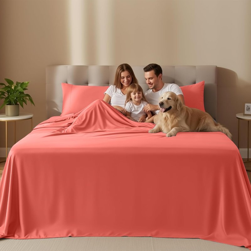 Utopia Bedding California King Sheet Set - Soft, Breathable Microfiber, 4-Piece in Coral | Oeko-Tex Certified