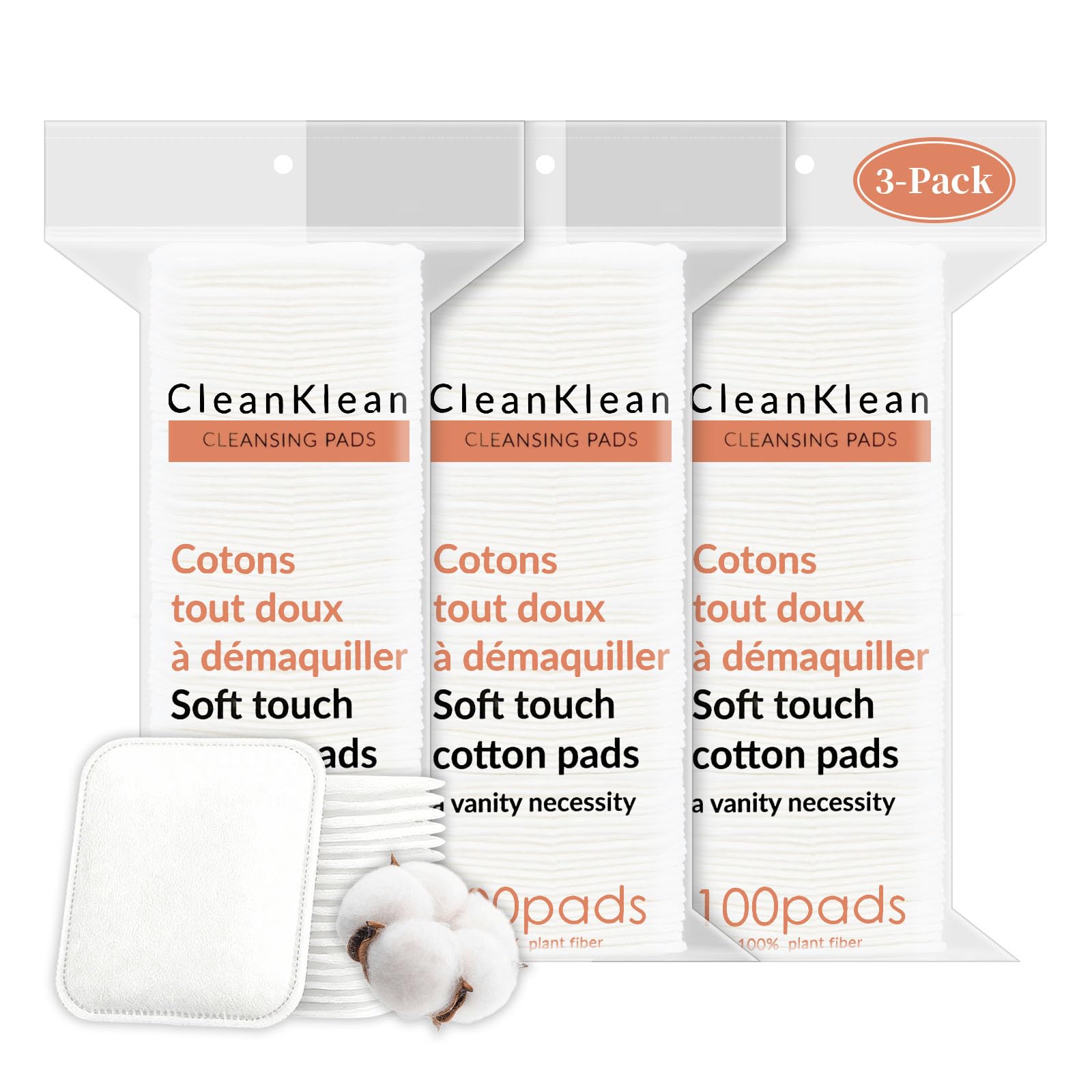 Large Cotton Pads for Face 300 Count, Makeup Remover Pads for Sensitive Skin Soft & Lint-Free Ultra-Absorbent Hypoallergenic Cotton Rounds for Face, Unique Three-Layer Upgraded Edge Stitching