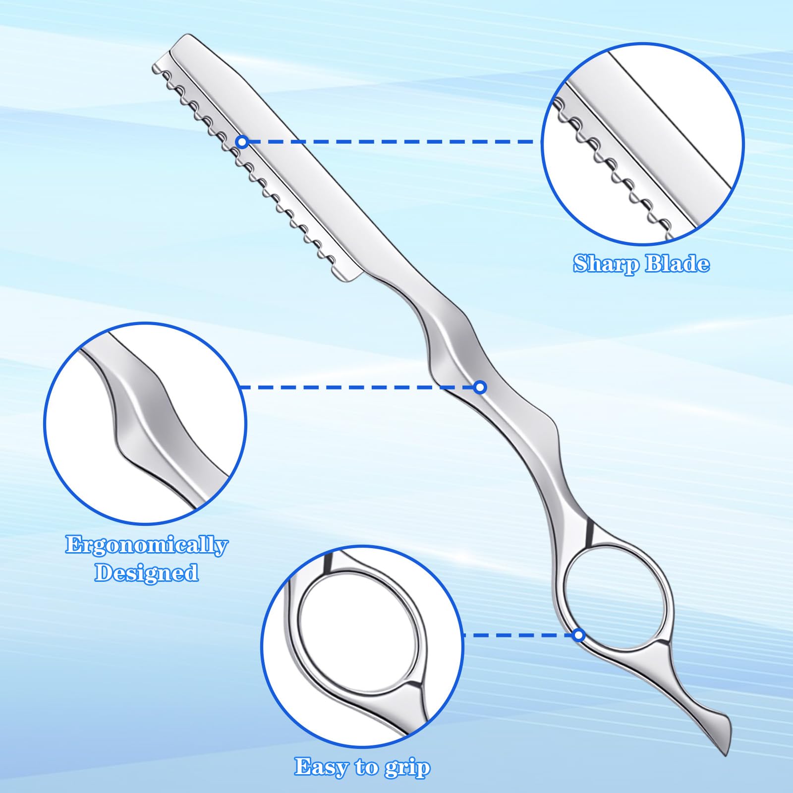 Ptwola 11 Pcs Hair Thinning Styling Razors Hair Styling Razor with Replacement Blades Stainless Steel Professional Texturizing Cutting Razor Kit for Salon and Home