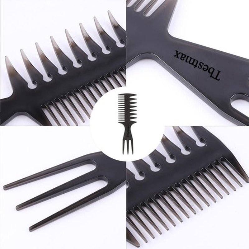 Skiennix Hair Comb Styling Set - Double-Sided Brushes & Afro Pick for African American Hair | 2-Piece Black Set