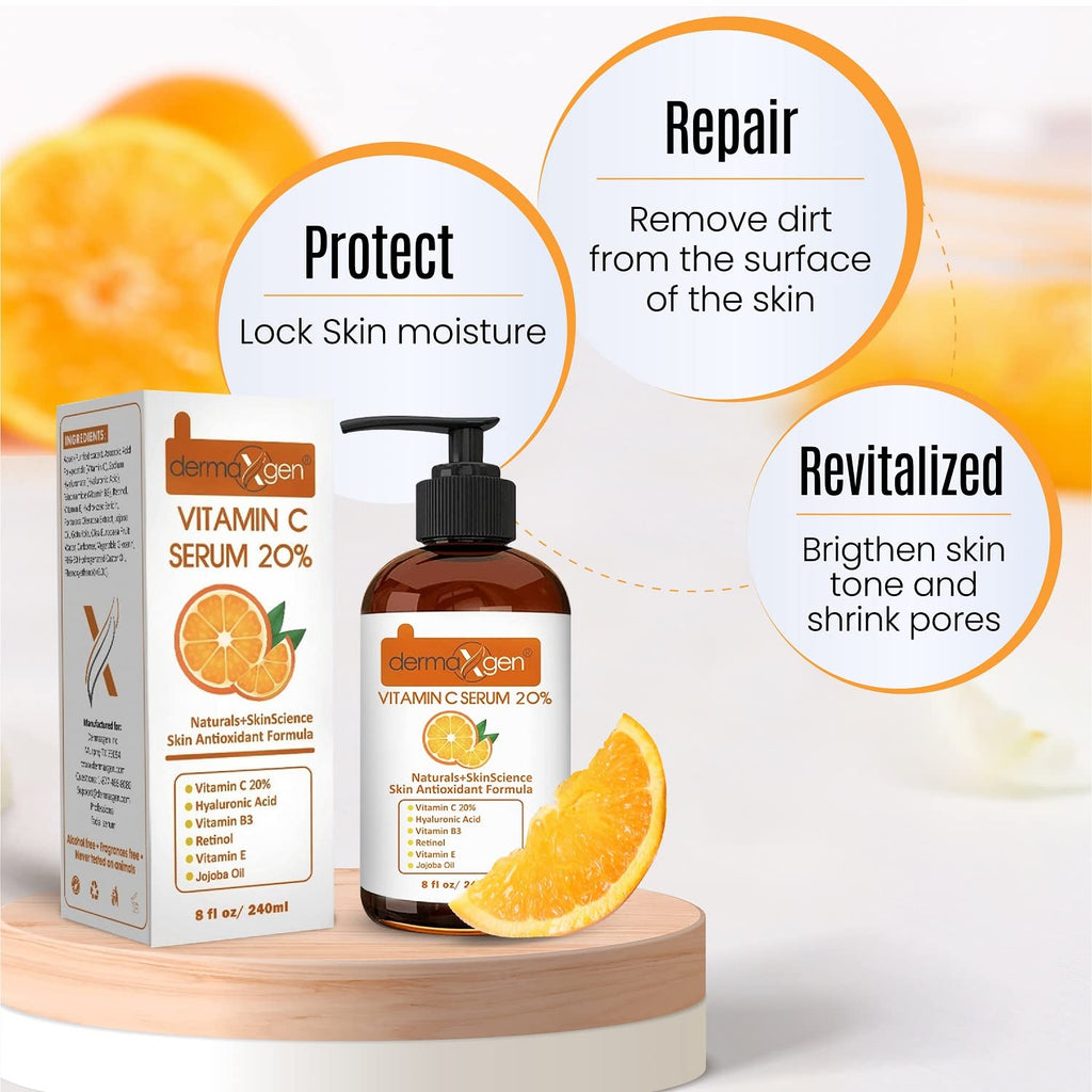 DERMAXGEN Organic 20% Vitamin C Serum for Face (08 Fl oz)