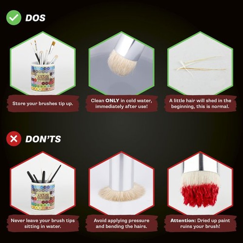 The Army Painter, Masterclass Drybrush Set, 3 Sizes Hobby Drybrushes, Goat Hair Brush Set: 15mm Mighty Drybrush, 12mm Moderate Drybrush, 7mm Miniature Drybrush for Tabletop Roleplaying