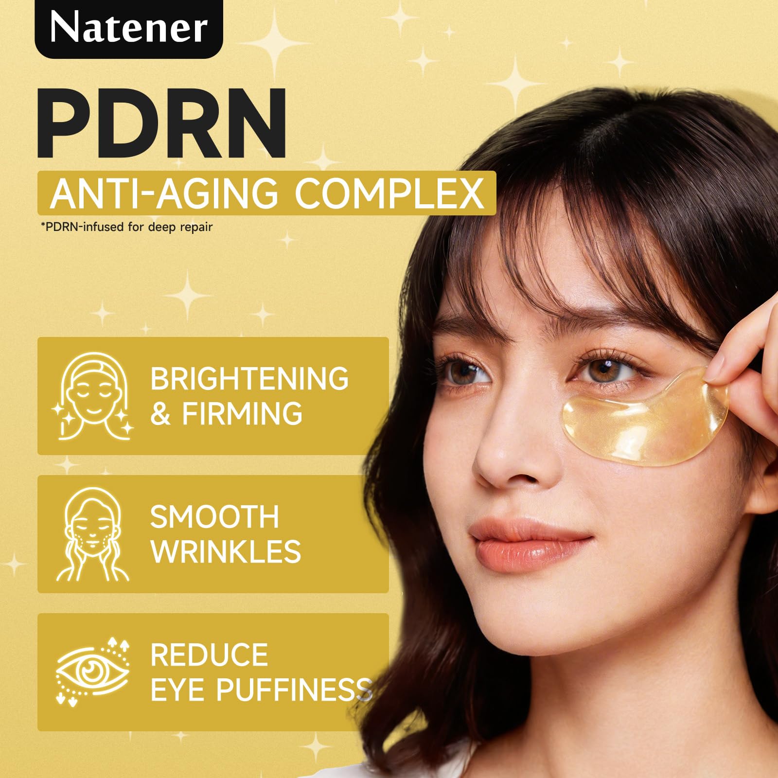 30 pairs 5%PDRN Under Eye Patches, 24K Gold Eye Patches for Puffy Eyes, Dark Circles, Under Eye Bags & Wrinkle | Collagen, Retinol, Hyaluronic, Peptides, Kojic Acid, Caffeine, Korean Skincare Eye care