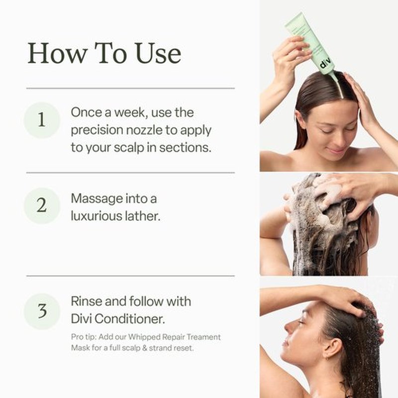Divi Clarifying Scalp Reset Shampoo, Weekly Deep Cleansing Treatment for Product Buildup and Hard Water