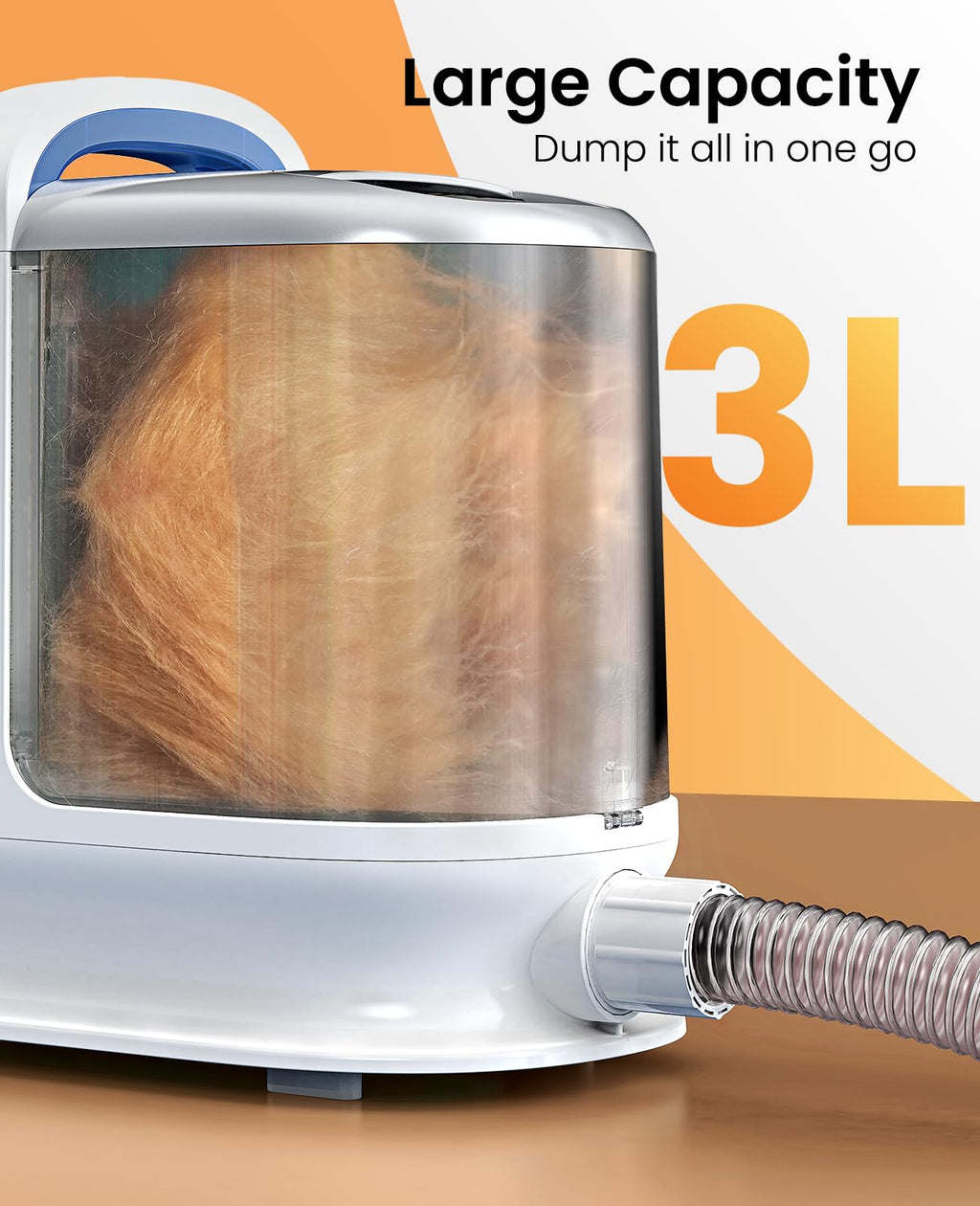 oneisall Dog Grooming Vacuum, 13000Pa Extra Large 3L Dust Cup Pet Vacuum with Clipper Nail Grinder & Shedding Brush, 7 in 1 Dog Grooming Kits, Low Noise, 3X Capacity & 3 Suction Levels, BM3