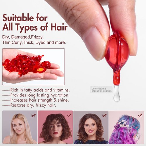 BS-MALL Hair Treatment Serum With Avocado Vitamin A, C & E, Biotin And Water - 60 Capsules Per Bottle For Frizzy And Damaged Hair Pack of 2 Bottles