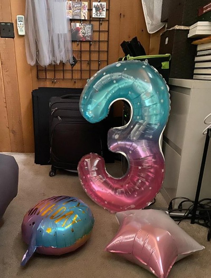Numbers Balloon - 40 Inch Large Pink, Purple & Blue Balloon for 3rd Birthday Decor | Party Decorations