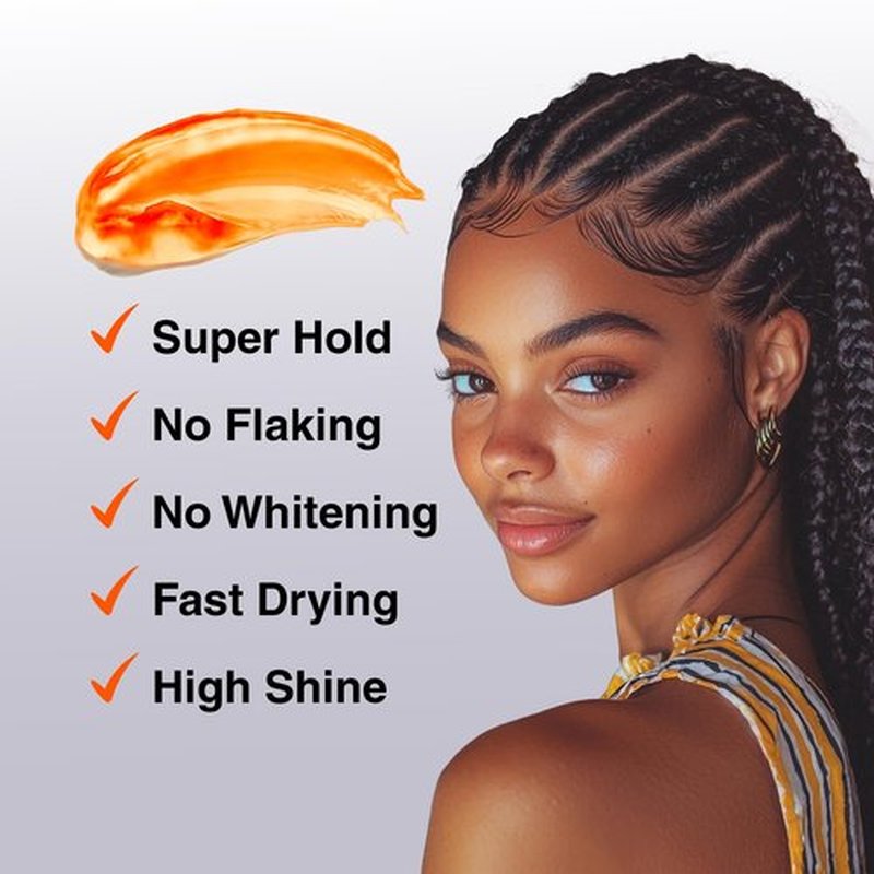 BELLATIQUE GOLD Braiding Gel Maximum Hold for LOC & Twist - No Flaking, No Whitening, Fast Drying, High Shine, Cool & Refreshing, Long Lasting Hold (5 oz)
