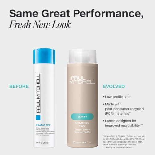 Paul Mitchell Shampoo Two - Clarifying Shampoo for Deep Cleansing & Buildup Removal | All Hair Types, Oily Hair