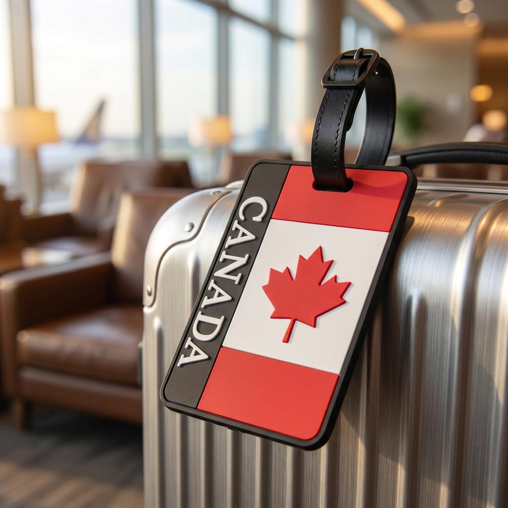 Didiseaon Luggage Labels for Suitcases - 2 Pack Canadian Flag PVC Baggage Identifier with Privacy Card, Lightweight Suitcase Markers with Secure Strap for Luggage Backpack Handbag