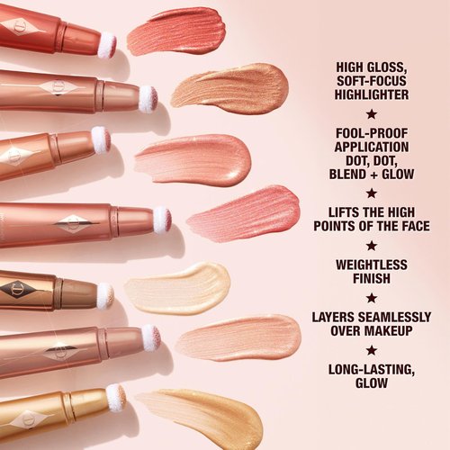 Charlotte Tilbury Hollywood Superstar Glow Makeup Kit - Limited-Edition Mini Beauty Light Wand Duo in Pinkgasm & Spotlight - Dewy Highlighter & Blush with Glow Gel Technology