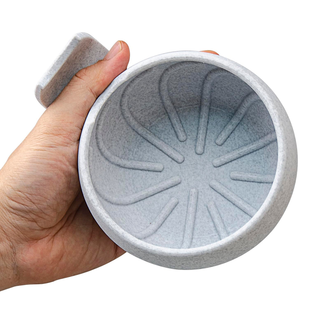 Grandslam Shaving Soap Bowl Kit For Men, Shaving Brush and Bowl, Shaving Bowl with Ridges, Shaving Mug with Brush Stand, Shaving Soap Bowl with Knob Handle, Great for Traveling and Use at Home