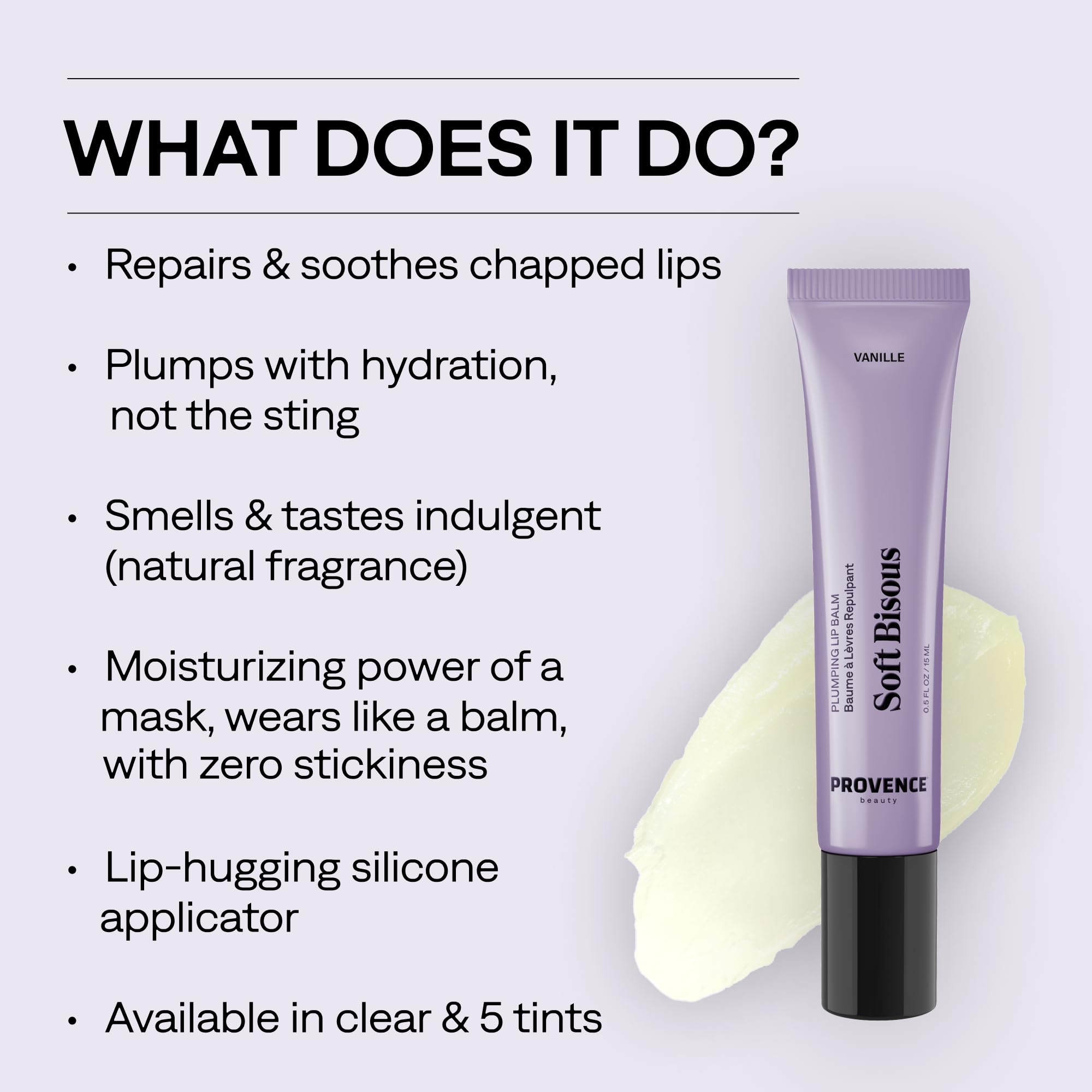 Provence Beauty Soft Bisous Plumping Lip Balm – Hydrating Lip Care Treatment with Tripeptide-1, Hyaluronic Acid & Shea Butter – Anti-Aging Lip Balm that Smooths, Softens & Plumps Dry Lips – 0.5 fl oz