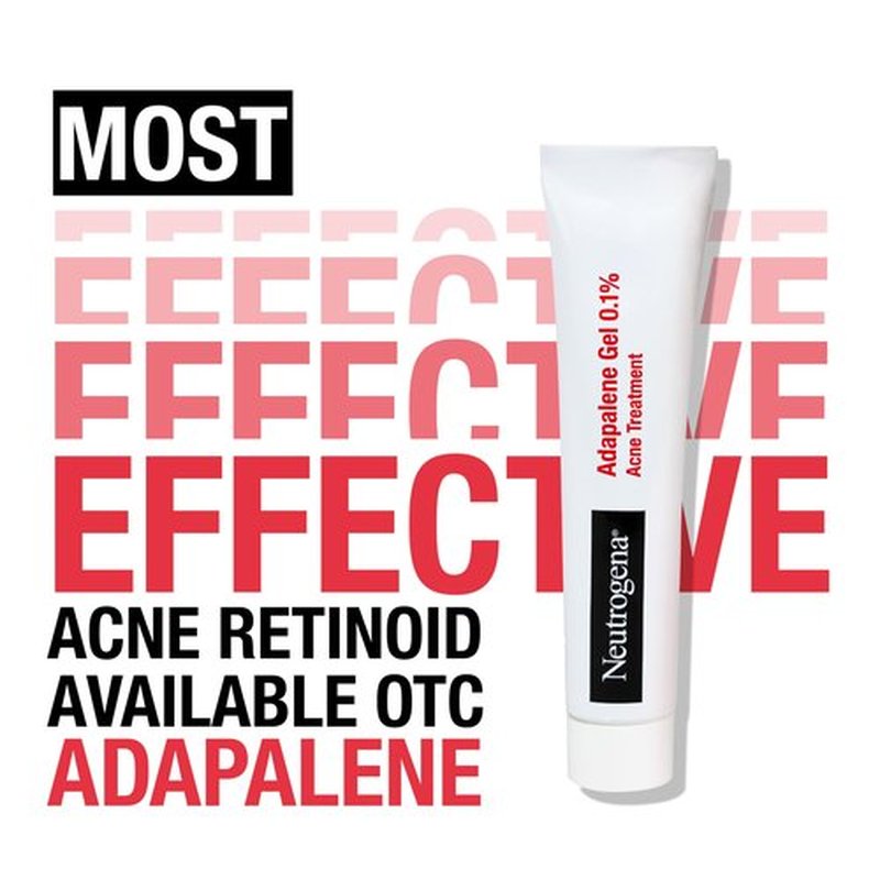 Neutrogena 0.1% Adapalene Gel Acne Treatment, Topical for Acne, Adapalene Medication for Blemishes, Once Daily Topical Retinoid to Prevent Breakouts, Oil & Fragrance-Free, 1.6 oz