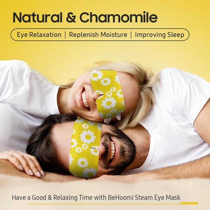 BeHoomi Steam Eye Mask, 10 Packs Heated Eye Mask, Self Heating Disposable SPA Warm Compress for Eyes Sleep Mask, Travel Essentials & Relaxation Gifts, Valentine's Day Gifts (Chamomile Scent)