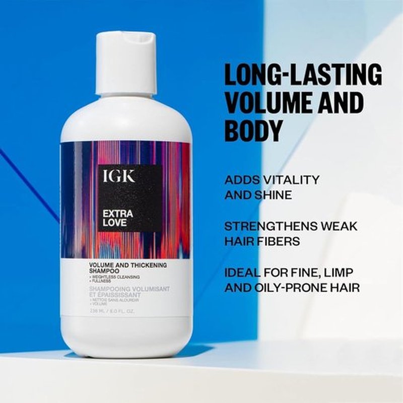 IGK EXTRA LOVE Volume & Thickening Shampoo - Hydrating Volumizing Formula for Fine Hair | 33.8 oz | Vegan & Cruelty-Free