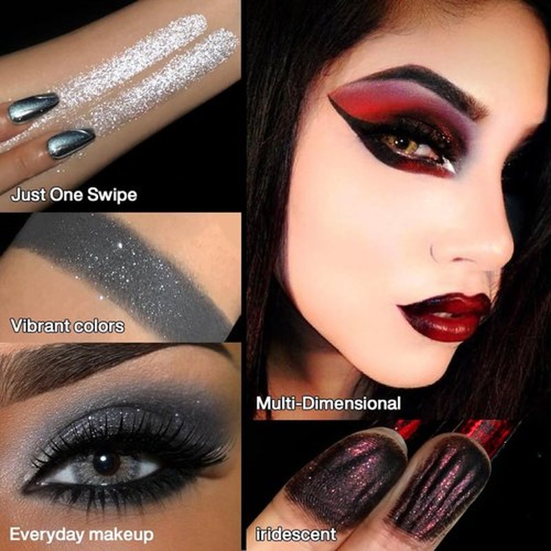 Skiennix Goth Makeup Palette - 12 Highly Pigmented Smokey Eyeshadows in Black, Gray, Red & More