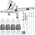 Roizefar Dual-Action Gravity Airbrush Gun with 4 Cleaner for Model Painting
