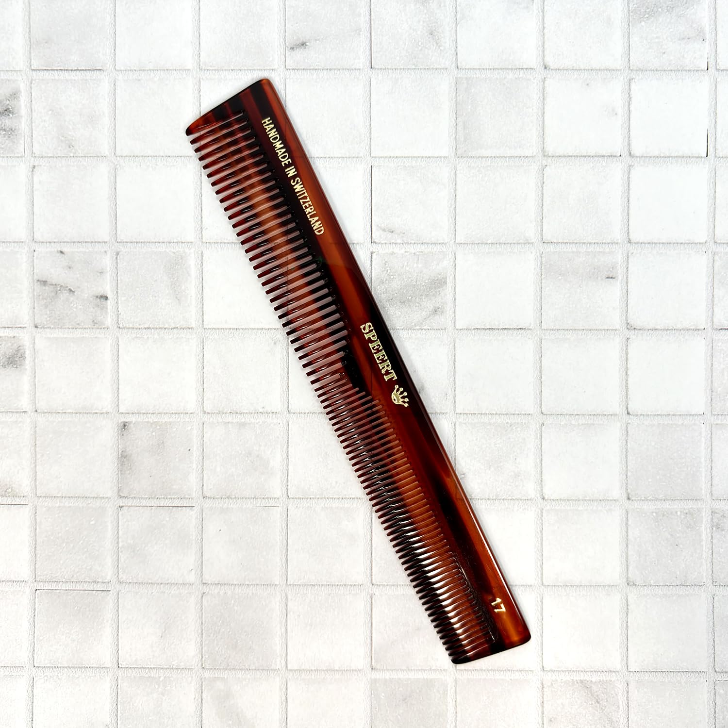 Speert #17 Handmade Wide Narrow Tooth Mustache Beard Comb Small Tortoise Havana Acetate Thick Coarse Curly Fine Short Pocket Sized Facial Hair Grooming Tangle Free Beard Straightener Growth Care Comb