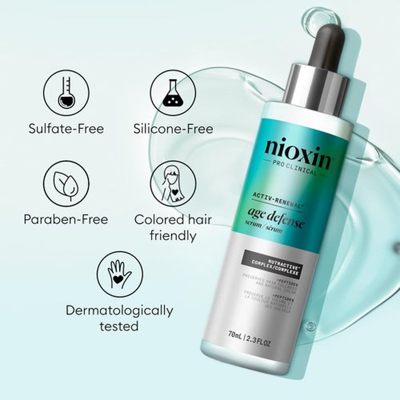 Nioxin Age Defense Anti-Aging Hair Serum | Leave-in Scalp Treatment with Peptides | 2.3 Fl Oz | 70mL