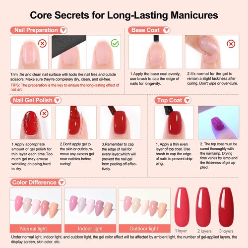 Peacecolor 26PCs Gel Nail Polish Set ,20 Colors Gel Polish Kit with 5Pcs Glossy/Matte/Glitter Top Base Coat Soak Off All Seasons Nude Red Pink Gel Nail Art Kit Valentines Gift for Women