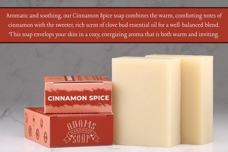 Adams Handmade Soap Cinnamon Spice Pure Castile Bar Soap – 4.5 oz | Vegan, Cold Process, Essential Oils, 84% Organic, Fair Trade, No Additives, USA Made