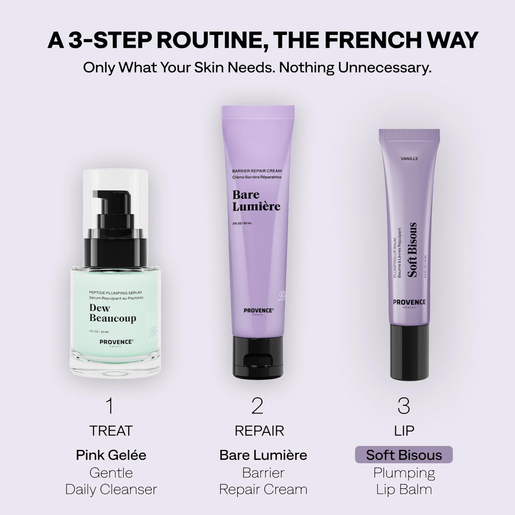 Provence Beauty Soft Bisous Plumping Lip Balm – Hydrating Lip Care Treatment with Tripeptide-1, Hyaluronic Acid & Shea Butter – Anti-Aging Lip Balm that Smooths, Softens & Plumps Dry Lips – 0.5 fl oz