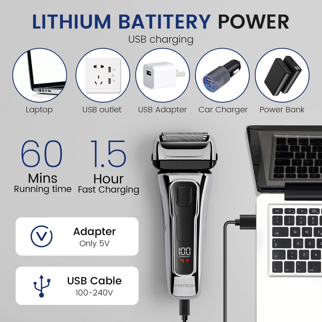 PRITECH Foil Shaver for Men, with Pop-up Trimmer, for Face & Beard