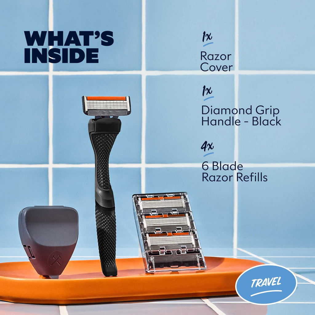 Dollar Shave Club | Travel Shave Set | 4 Extra Close Refill Cartridges, 1 Handle, 1 Razor Cover