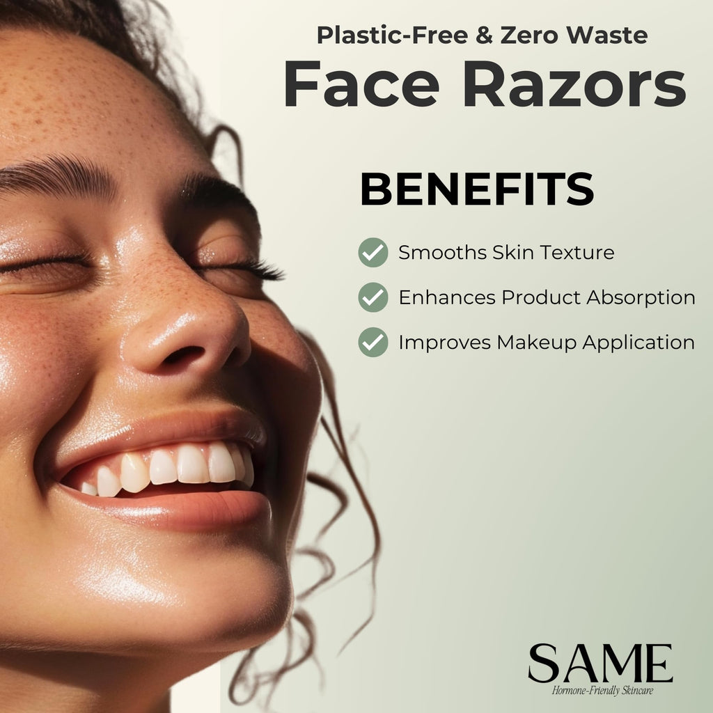 Same Skincare Dermaplane Razor, 4 Pack, Compostable Face Razors for Women and Men, Plastic Free Exfoliating Facial Hair Removal Shaver for Eyebrow, Peach Fuzz, Single Blade Dermaplaning Tool
