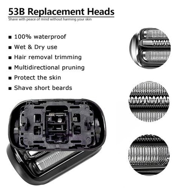 Braun Series 5 & 6 53B Shaver Replacement Head - Wet & Dry Foil & Cutter for S5/S6 Razors