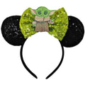 ZHENNAN Glitter Mandalorian Bows Ears Headbands for Women Men, Cute Costume Cartoon Themed Events Birthday Party Decorations Hair Accessoires