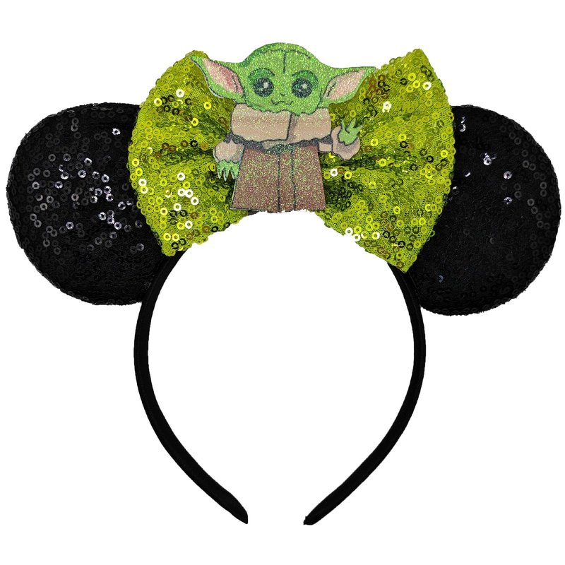 ZHENNAN Glitter Mandalorian Bows Ears Headbands for Women Men, Cute Costume Cartoon Themed Events Birthday Party Decorations Hair Accessoires