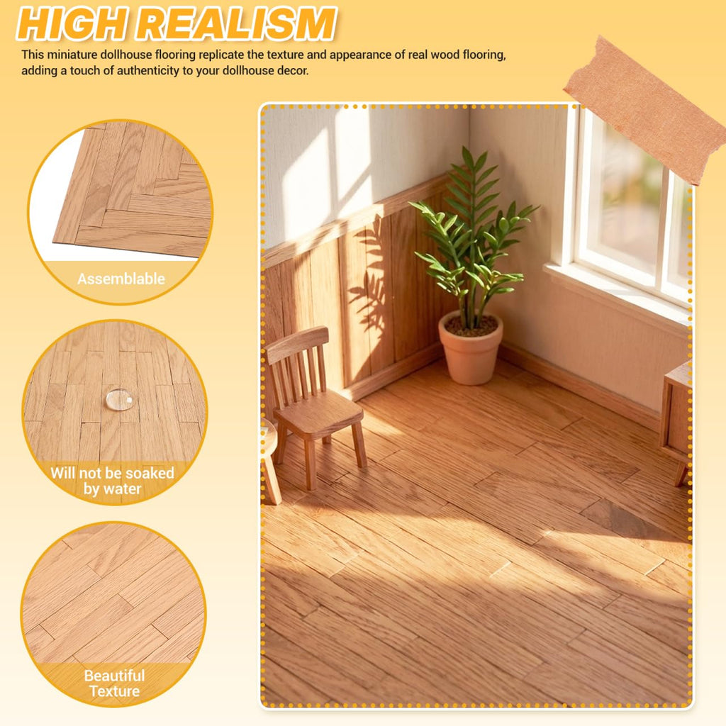 Angoily 40 Pcs Peel and Stick Dollhouse Flooring Miniature Floorboard Wood Grain Tiles for 1 12 Scale Doll House Accessories DIY Room Decor 3.93 X 0.59 in