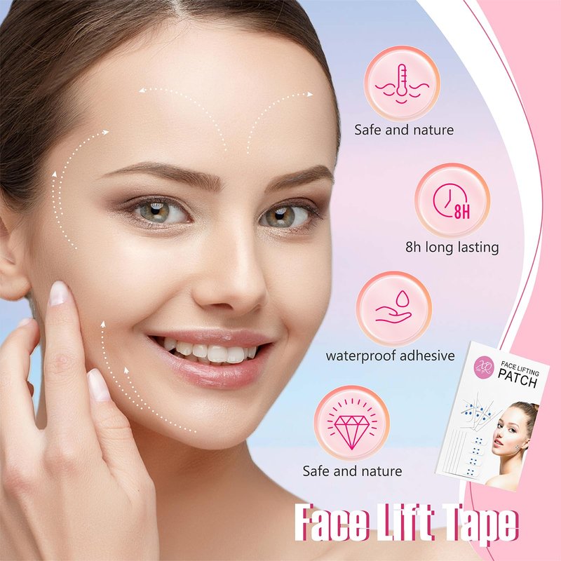 YAGUVI Face Lift Tape, Face Lift Tape Invisible, Face Tape Lifting Invisible, Face Tape Instantly Lifts Sagging Skin Around The Face, Hides The Double Chin and Creates A v-Shaped Face 60PCS