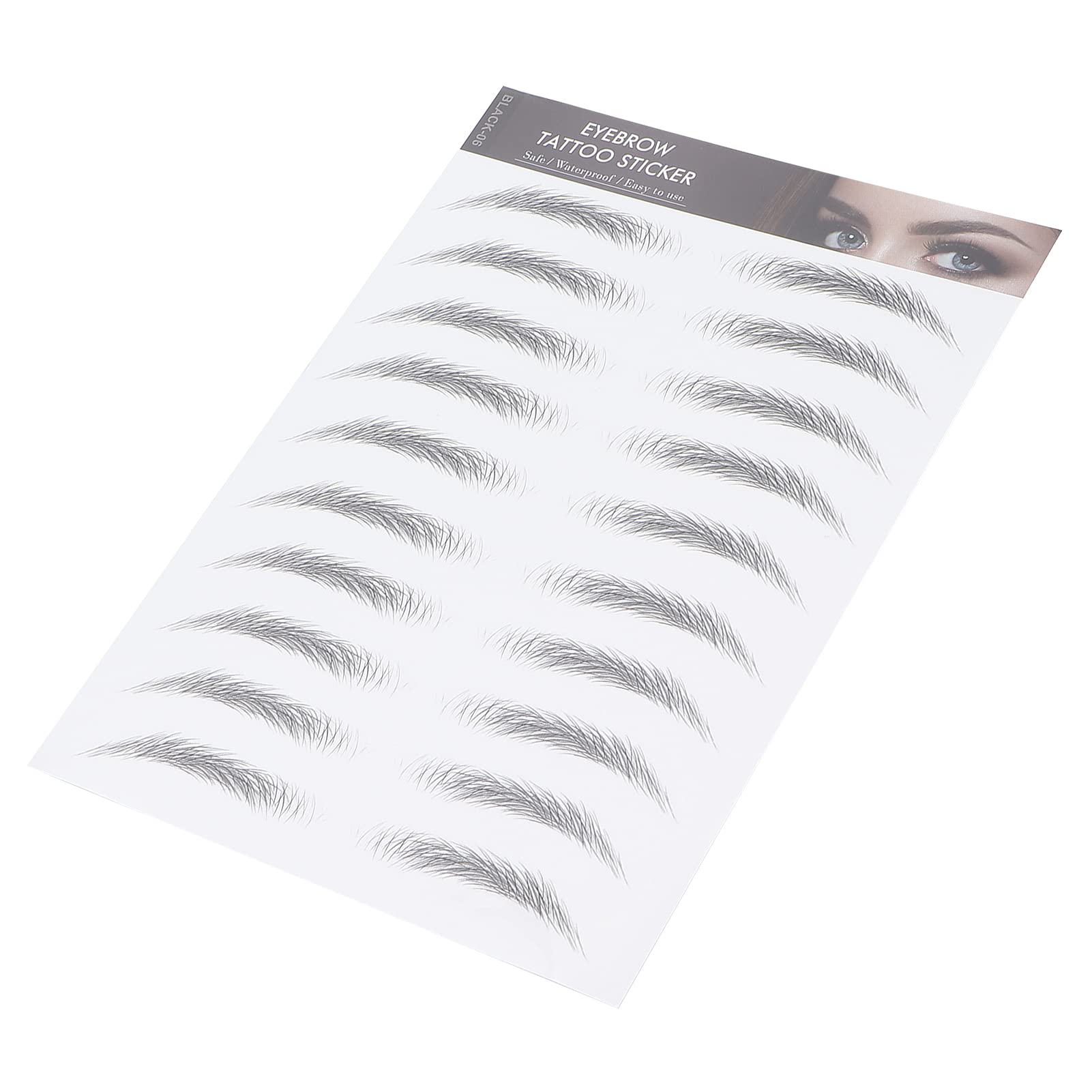 10 Sheets 6D Eyebrow Sticker Professional Eyebrow Transfer Sticker Eyebrow Makeup Tool for Women and Girls (Black)(BLACK-06)