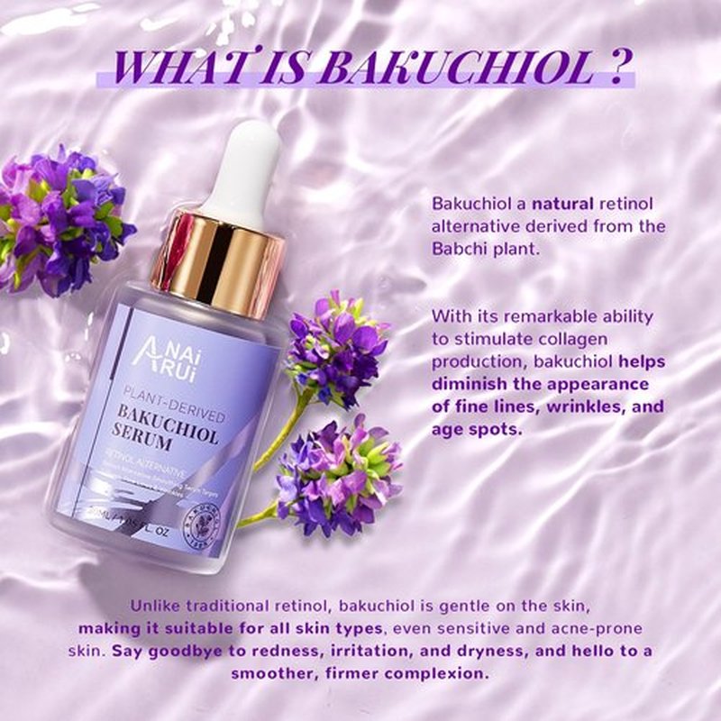 ANAI RUI Bakuchiol Face Serum for Face, Bakuchiol Retinol Alternative Serum,Smoothing Serum with Hyaluronic Acid & Peptide Sensitive Skin Serum, Anti Aging & Wrinkle Serum, 1Fl.Oz