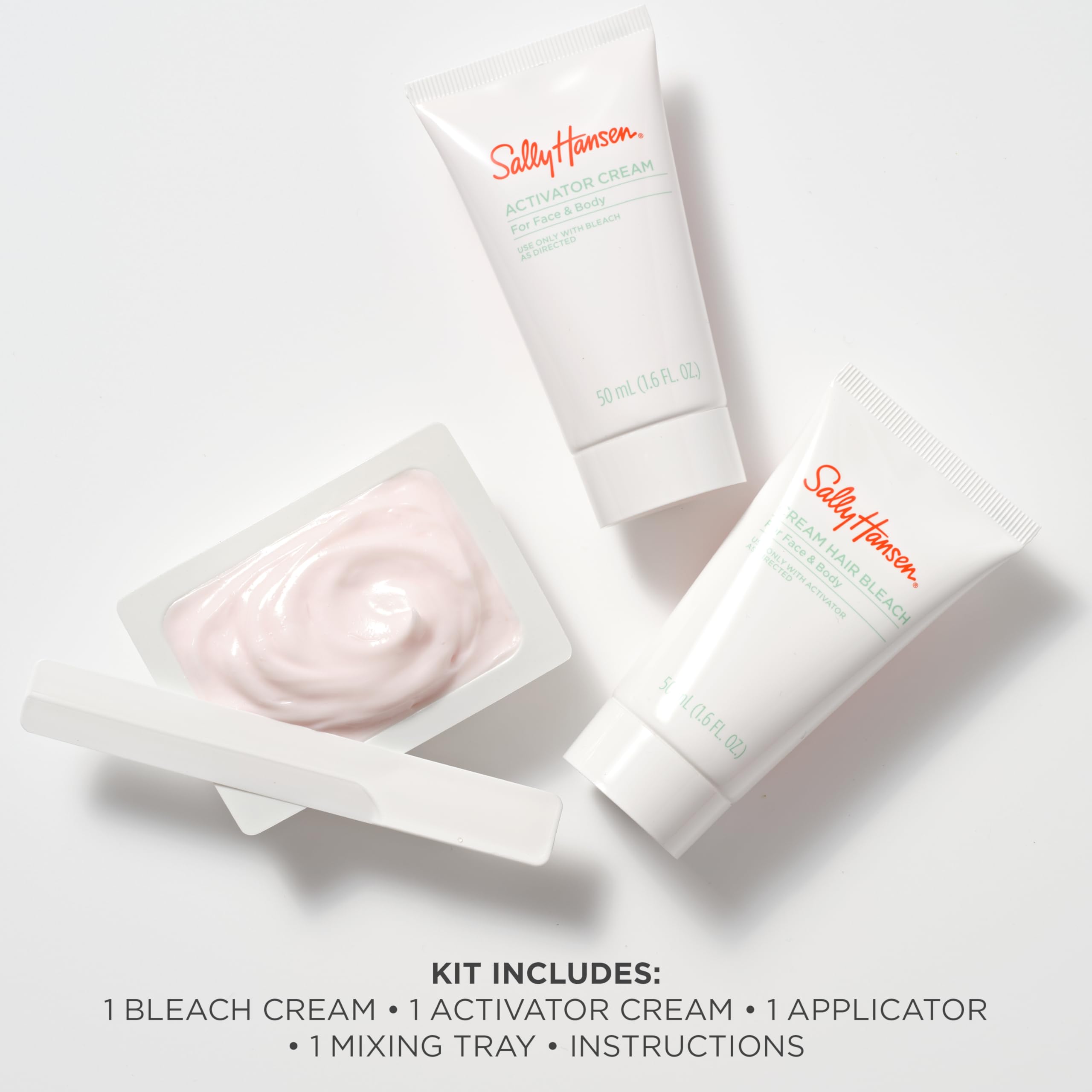 Sally Hansen Extra Strength Crème Body Bleach Kit | Face & Body Hair Lightening Cream with Aloe | Complete Bleach System (Package May Vary)